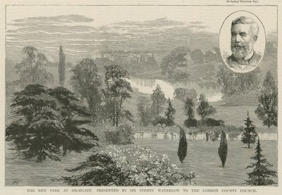 Den nya parken vid Highgate presenterad av Sir Sydney Waterlow av English School
