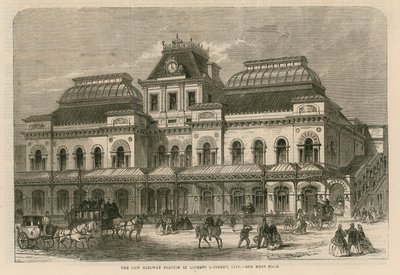 Den nya järnvägsstationen på Liverpool Street, City, London av English School