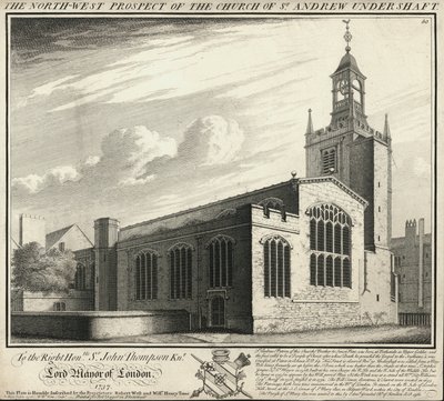 Den nordvästra utsikten för kyrkan St Andrew Under Shaft av English School