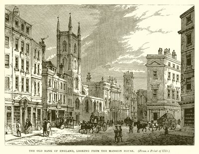 Den gamla banken i England, tittar från Mansion House av English School