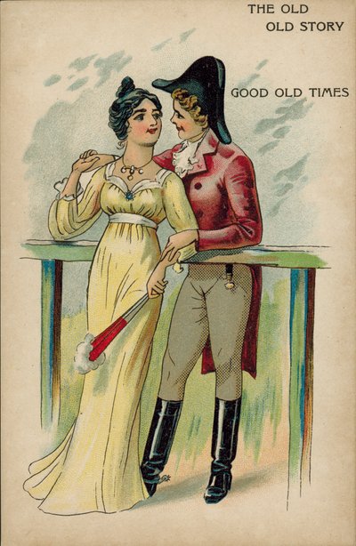 Den gamla vanliga historien, kärlek under Regency-tiden (chromolitho) av English School