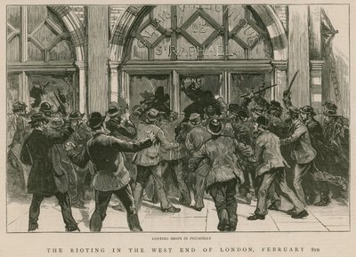 Upploppet i West End i London, 8 februari 1886: Plundrar butiker i Piccadilly av English School