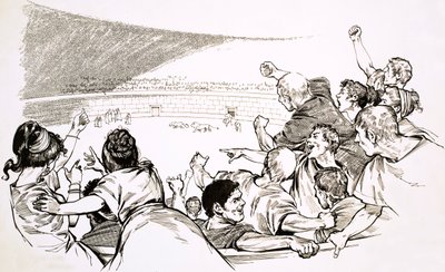 Skådespelet på gladiatorarenan i antikens Rom (gouache på papper) av English School