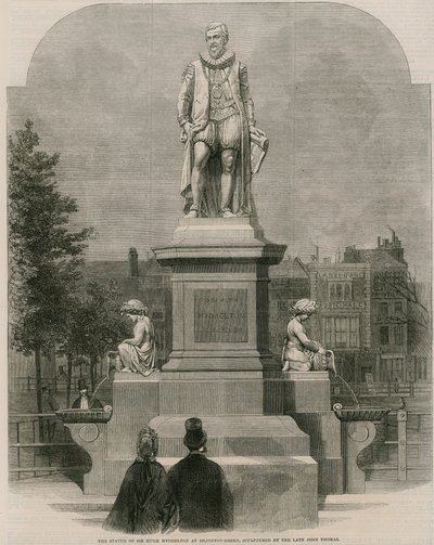 Statyn av Sir Hugh Myddleton vid Islington Green, skulpterad av den framlidne John Thomas (gravyr) av English School