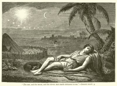 "Solen och månen och de elva stjärnorna hyllade mig", Genesis, xxxvii, 9 (gravyr) av English School
