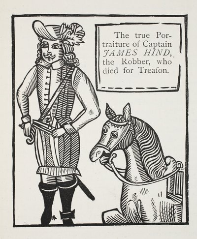 Det sanna porträttet av kapten James Hind, rånaren, som dog av förräderi, illustration från Chap-books of the Eighteenth Century av John Ashton, pub. 1882 av English School