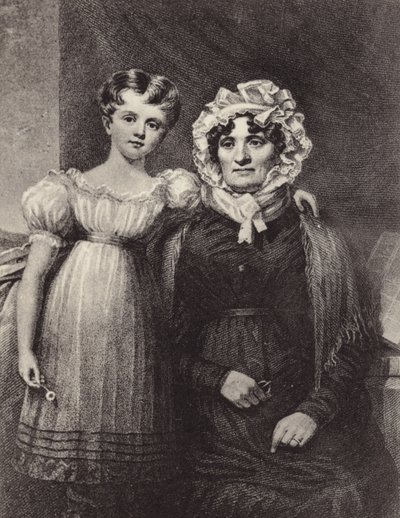 Änkan och barnbarnet till Robert Burns av English School