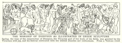 Die Verehrung des Dionysos, wie sie in der griechischen Skulptur dargestellt wird (Lithografie) von English School