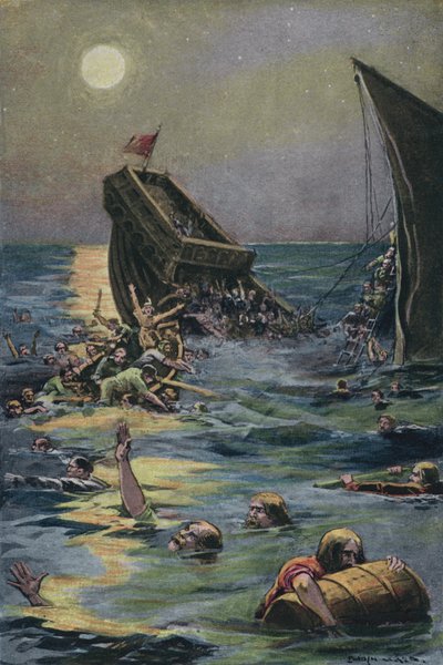 Vraket av det vita skeppet som bär den enda sonen till kung Henrik I av England, utanför Normandies kust av English School