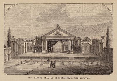 Teater för passionsspelet i Oberammergau, Bayern (gravyr) av English School