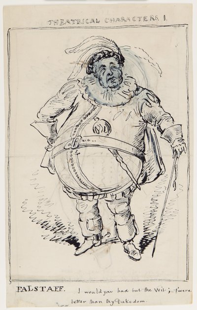 Teaterfigurer 1: Falstaff, ca 1825 (penna och bläck på papper) av English School