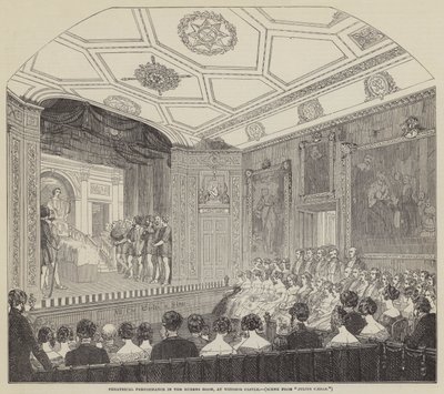 Teaterföreställning i Rubens Room, på Windsor Castle (gravyr) av English School