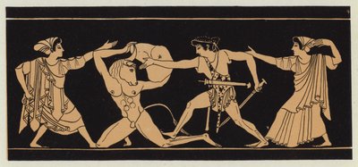 Theseus dräper Minotauren (färglitografi) av English School
