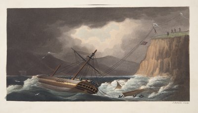 "Things trieded yet" , Milton, detalj från frontispice från "The Aeropleustic Art, or Navigation in the Air, by the Use of Kites, or Buoyant Sails, pub. 1827 (handfärgad akvatint) av English School