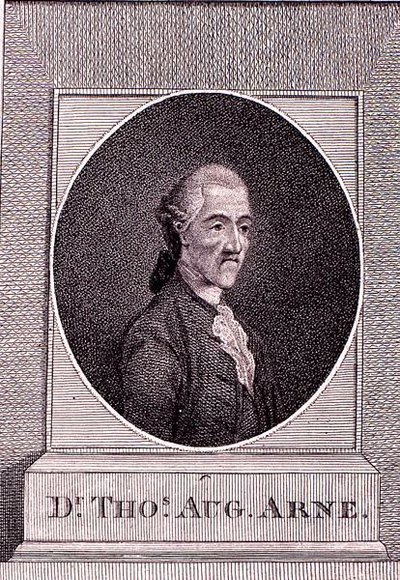 Thomas Augustine Arne (1710-78) (gravyr) av English School