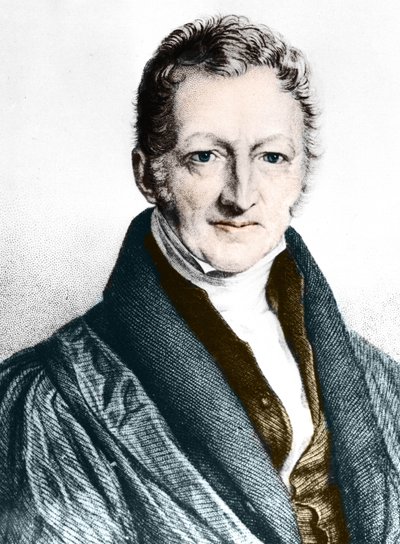 Thomas Robert Malthus (färgad gravyr) av English School