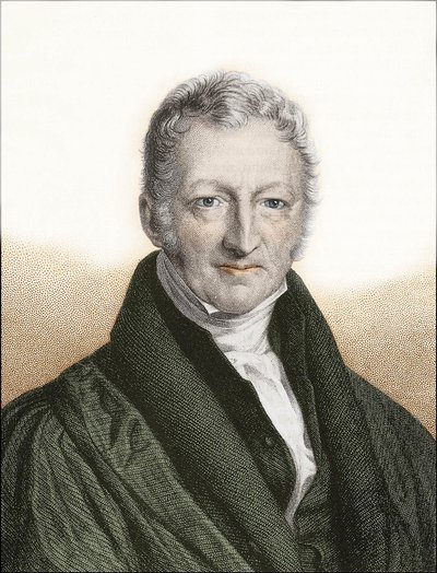 Thomas Robert Malthus (färgad gravyr) av English School