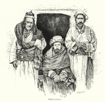 Tre Gopas (gravyr) av English School
