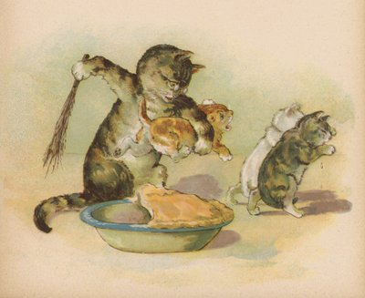 Tre små kattungar förlorade sina vantar (chromolitho) av English School