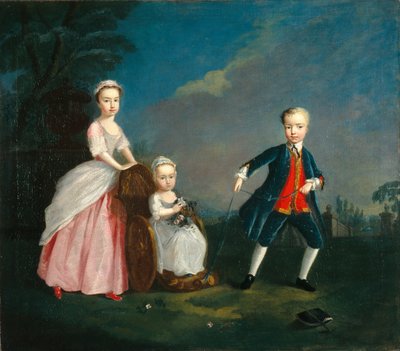 Tre barn i en park, ca 1750 (olja på duk) av English School