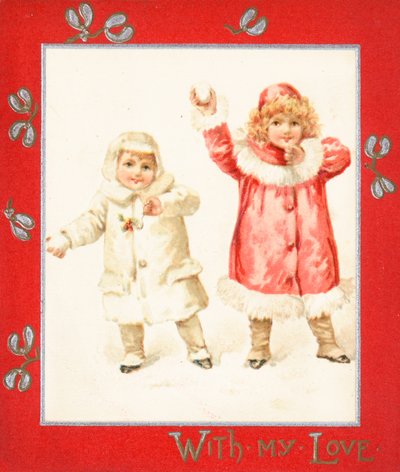 Kasta snöbollar, julkort. av English School