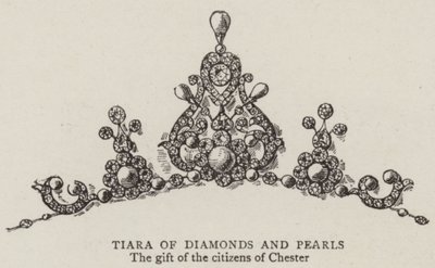 Tiara av diamanter och pärlor (gravyr) av English School