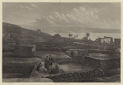 Tiberias och Galileiska sjön (gravyr) av English School