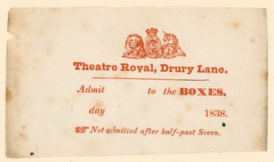 Biljett till Drury Lane Theatre, London av English School