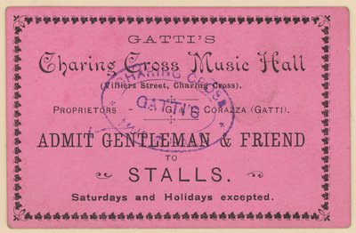 Biljett till Gattis Charing Cross Music Hall av English School