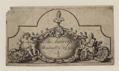 Biljett till Antwerpen den 22 december 1730 av English School