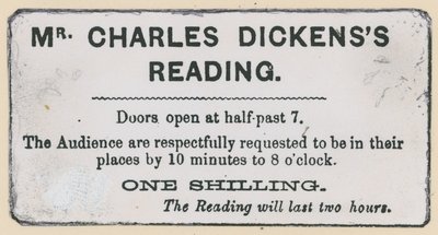 Biljett till en Charles Dickens-läsning av English School
