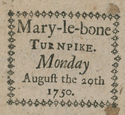 Biljett till Mary-le-Bone Turnpike av English School