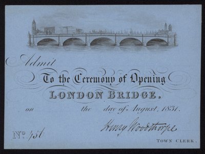 Biljett till öppningen av London Bridge av English School