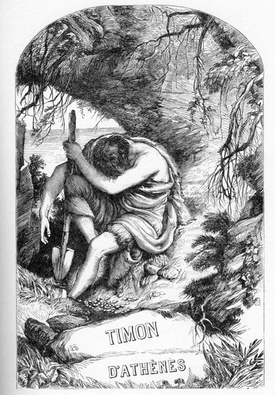 Timon of Athens (The Life of Tymon of Athens) - Illustration i "" Completes de William Shakespeare""" 1866 - Illustrationerna och den allmänna formen för denna utgåva är lånade från Cassells illustrerade Shakespeare, publicerad i London av English School