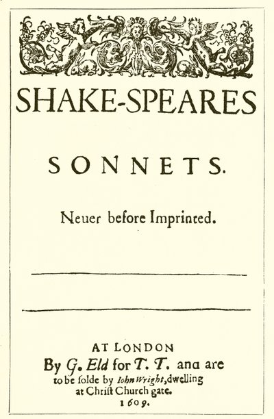 Titelsida till Shakespeares sonetter, 1609 av English School