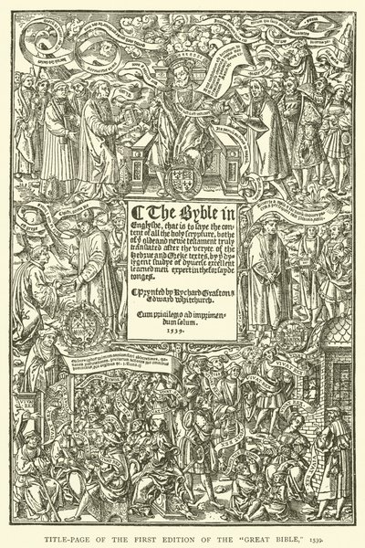 Titelsidan för den första upplagan av den stora bibeln, 1539 av English School