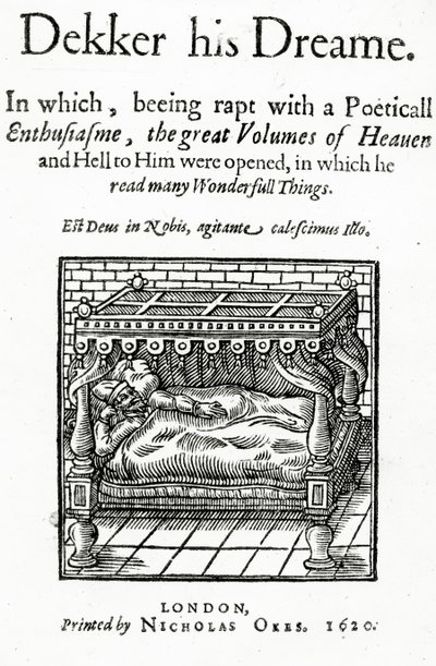 Titelsida för Dekker his Dreame av Thomas Dekker, publicerad 1620 av English School