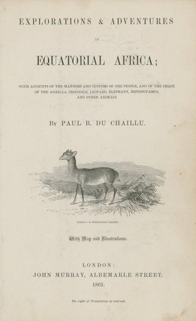 Titelsidan för Du Chaillus Explorations and Adventures in Ekvatorialafrika av English School