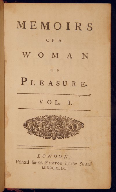 Titelsidan för "Memoirs of a Woman of Pleasure" av John Cleland av English School