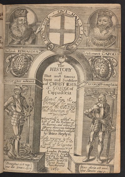 Titelsidan för "The History of St George", av Peter Heylyn av English School