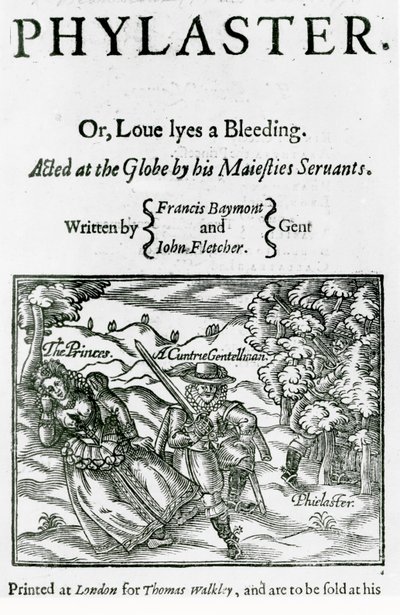 Titelsida för "Phylaster" av Beaumont och Fletcher av English School