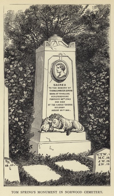 Tom Springs Monument på Norwood Cemetery av English School