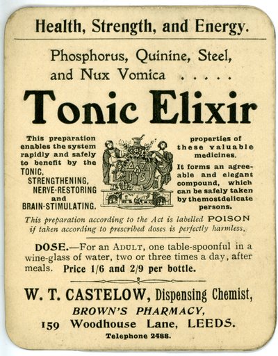 Tonic Elixir-etikett, tidig (litho) av English School