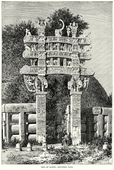 Tope av Sanchi, Norra porten (gravyr) av English School