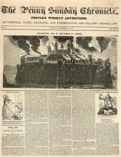 Tower of London Fire, 1841 av English School
