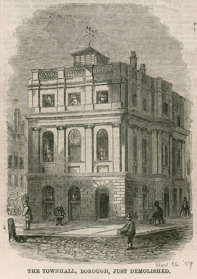 Rådhuset, Borough High Street, Southwark, London, har precis rivits av English School