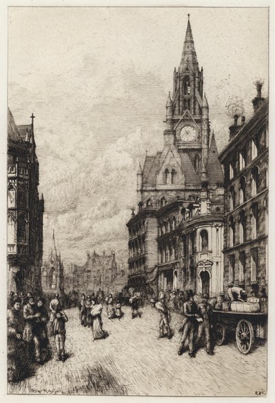 Rådhuset, Manchester (etsning) av English School