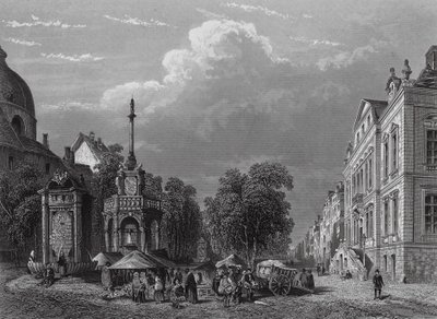 Rådhus och marknadsplats, Liege (gravyr) av English School