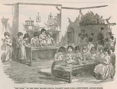 Leksaksarbete på flickornas ragged school, (Camel) Grays Yard, James Street, Oxford Street av English School