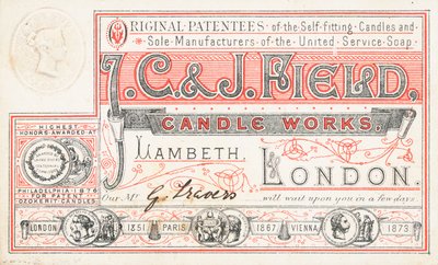 Handelskort, J C och J Field Candle Works av English School